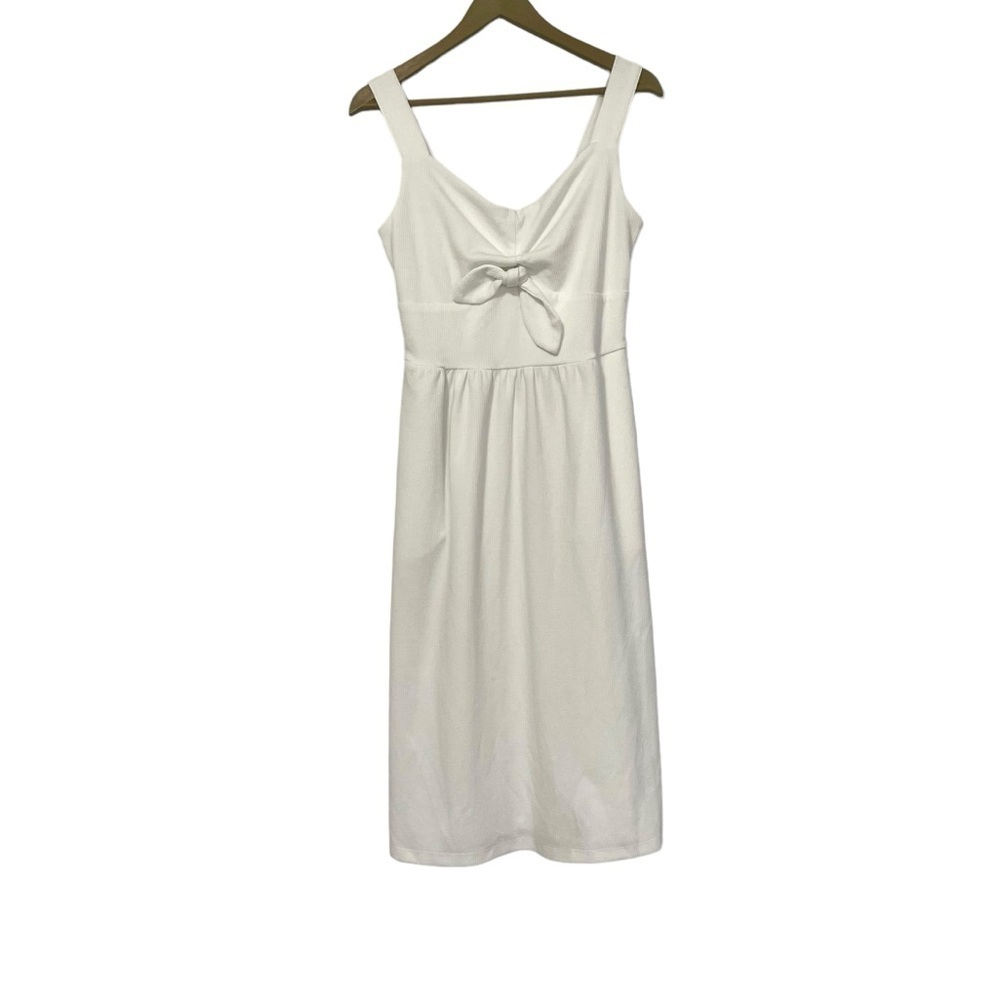 Draper James White Bow Front Sleeveless Midi Dress Size Medium Preppy Travel